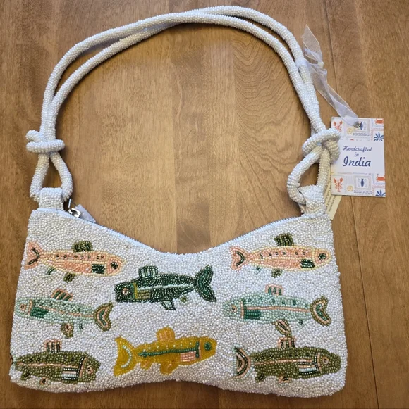 NEWLY RELEASED MADE IN INDIA BEADED WOMEN'S SHOULDER BAG " "FISH THEME" - Picture 16 of 16